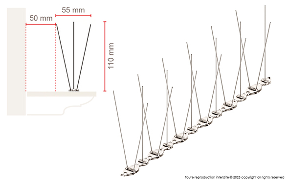 DEPIGEONAL Ultra1 anti-bird spike, suitable for pigeons, sparrows...